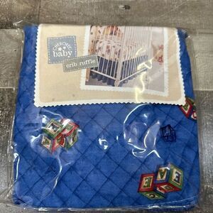 Cherokee Baby Bed Crib Ruffle Blue ABC Blocks Pattern 28x52 Cotton Poly New